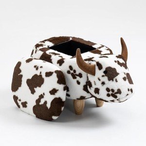 Cow Print Kids' Ottoman with Hidden Storage