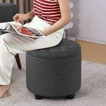 Stylish Dark Grey Foot Rest Ottoman with Storage
