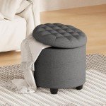 Stylish Dark Grey Foot Rest Ottoman with Storage