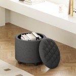 Stylish Dark Grey Foot Rest Ottoman with Storage