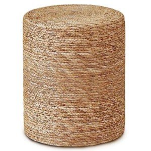 Boho Seagrass Pouf Ottoman Footrest for Desk