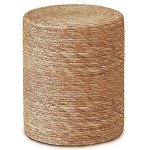 Boho Seagrass Pouf Ottoman Footrest for Desk
