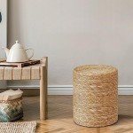 Boho Seagrass Pouf Ottoman Footrest for Desk