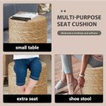 Boho Seagrass Pouf Ottoman Footrest for Desk