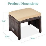 Wicker Foot Rest Ottomans – Set of 2 Brown/Beige