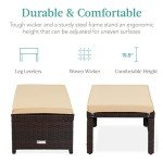 Wicker Foot Rest Ottomans – Set of 2 Brown/Beige
