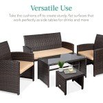 Wicker Foot Rest Ottomans – Set of 2 Brown/Beige