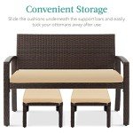 Wicker Foot Rest Ottomans – Set of 2 Brown/Beige