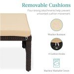 Wicker Foot Rest Ottomans – Set of 2 Brown/Beige