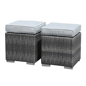 Patiorama Grey Wicker Outdoor Footrest Ottoman Set