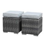 Patiorama Grey Wicker Outdoor Footrest Ottoman Set