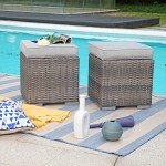 Patiorama Grey Wicker Outdoor Footrest Ottoman Set