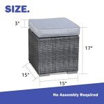 Patiorama Grey Wicker Outdoor Footrest Ottoman Set