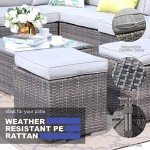 Patiorama Grey Wicker Outdoor Footrest Ottoman Set