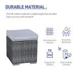 Patiorama Grey Wicker Outdoor Footrest Ottoman Set