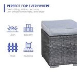 Patiorama Grey Wicker Outdoor Footrest Ottoman Set