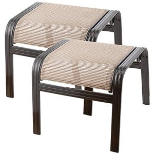Deguifei Outdoor Wicker Ottoman Footrest Set 2