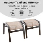 Deguifei Outdoor Wicker Ottoman Footrest Set 2