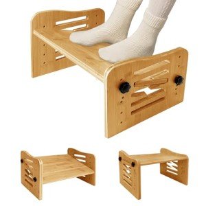 Bamboo Adjustable Ergonomic Under Desk Footrest