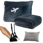 Cozy Travel Blanket Set with Airplane Footrest