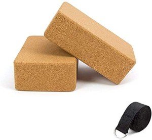 Cork Yoga Blocks with Strap - 2 Pack