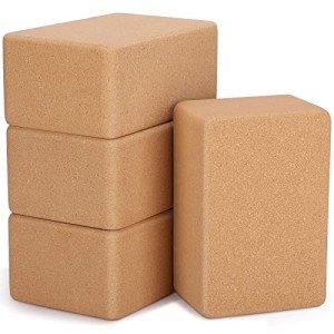 Leitee 4 Pcs Non-Slip Yoga Cork Blocks