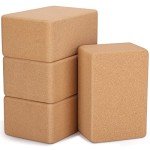 Leitee 4 Pcs Non-Slip Yoga Cork Blocks
