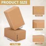 Leitee 4 Pcs Non-Slip Yoga Cork Blocks