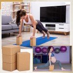 Leitee 4 Pcs Non-Slip Yoga Cork Blocks