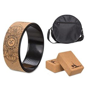 Cork Yoga Wheel and Block Set with Bag