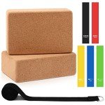 8 Pcs Cork Yoga Block Set with Strap & Loop