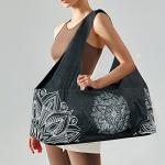 Large Mandala Black Yoga Mat Bag with Pockets
