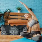 Large Mandala Black Yoga Mat Bag with Pockets
