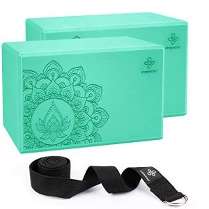 Overmont Non-Slip Yoga Block Set with Strap