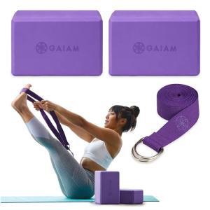 Gaiam Essentials Yoga Block and Strap Set