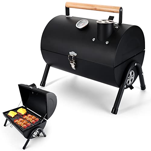 Portable Charcoal Grill with Thermometer & Chimney