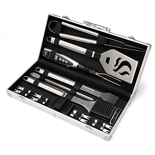 Deluxe 20-Piece BBQ Grill Set in Aluminum Case