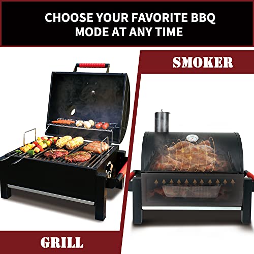 Portable charcoal grill with 354sq in cooking area