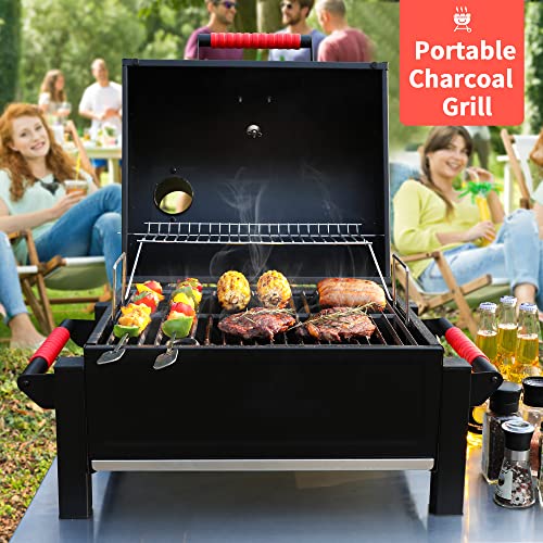 Portable charcoal grill with 354sq in cooking area