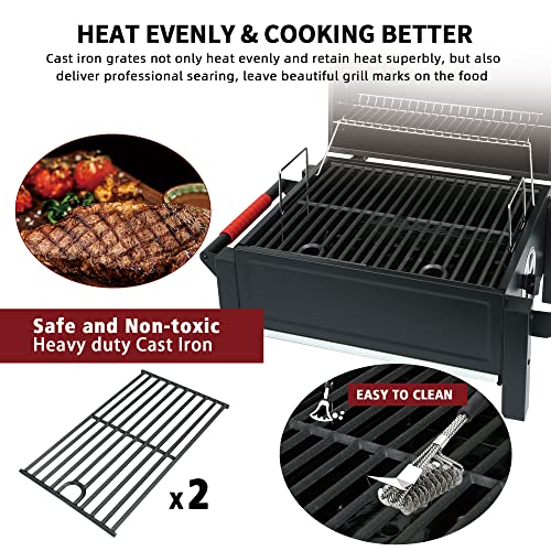 Portable charcoal grill with 354sq in cooking area