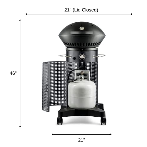 Fuego Hinged Gas Grill, Dark Gray