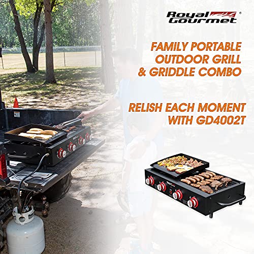 Portable 4-Burner Gas Grill Griddle Combo