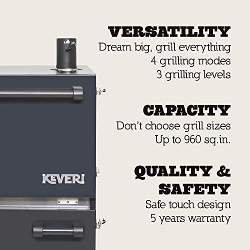 Keveri Grills H1 Stainless Steel Charcoal Smoker