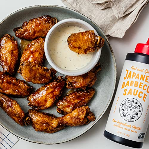 Bachan's - The Original Japanese Barbecue Sauce - Hot and Spicy, 16 Ounces. Small Batch, Non GMO, No Preservatives, Vegan and BPA free. Condiment for Wings, Chicken, Beef, Pork, Seafood, Noodle Recipes, and More.…