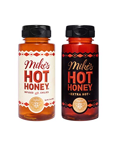 Mike’s Hot Honey–Original & Extra Hot Combo 10 oz (2 Pack), Hot Honey with an Extra Kick, Sweetness & Heat, 100% Pure Honey, Shelf-Stable, Gluten-Free & Paleo-Friendly, More Than Sauce-it's Hot Honey