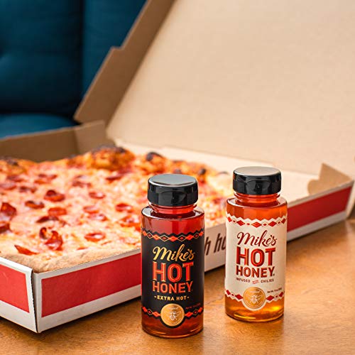 Mike’s Hot Honey–Original & Extra Hot Combo 10 oz (2 Pack), Hot Honey with an Extra Kick, Sweetness & Heat, 100% Pure Honey, Shelf-Stable, Gluten-Free & Paleo-Friendly, More Than Sauce-it's Hot Honey