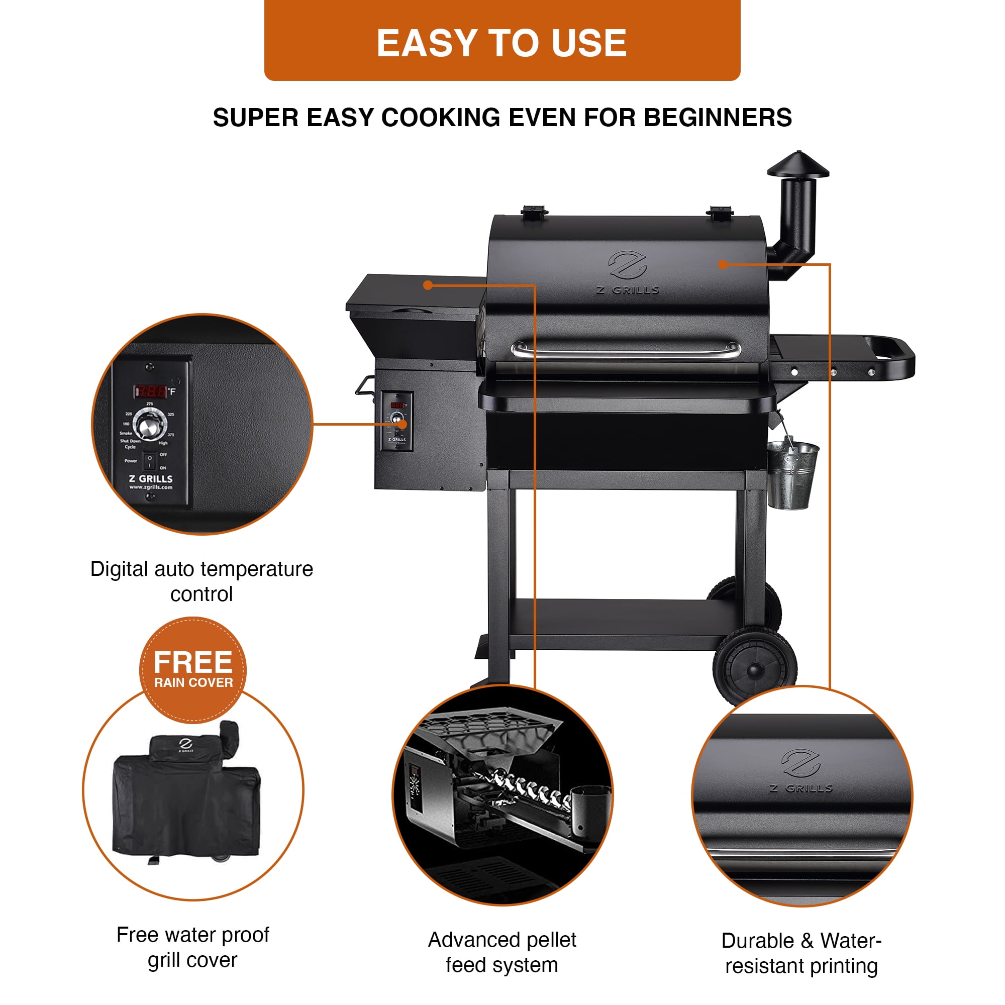Z GRILLS Wood Pellet BBQ Smoker 1060 sq. in