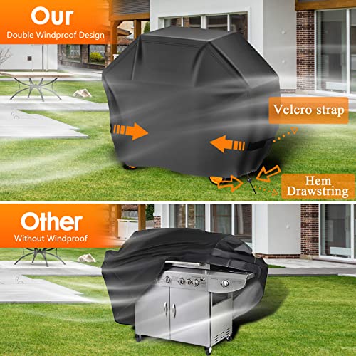 58-inch Waterproof BBQ Grill Cover with Elastic Velcro