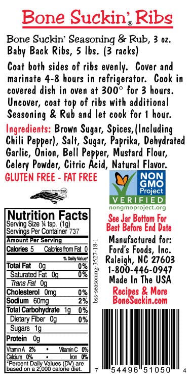 Bone Suckin' Sauce Seasoning & Rub Original, 26 Ounce