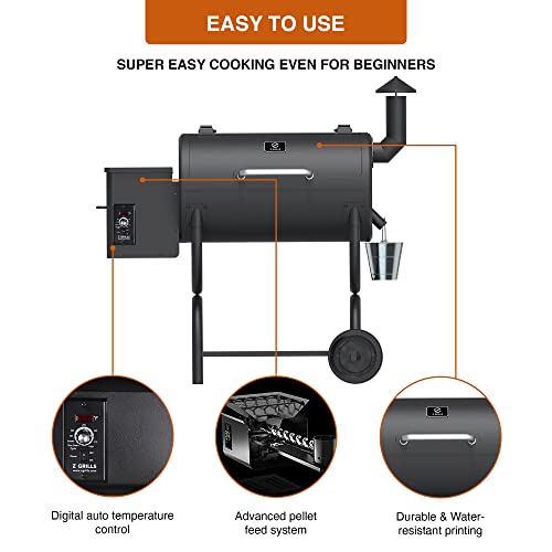 Z GRILLS Wood Pellet BBQ Smoker 550 sq in Black